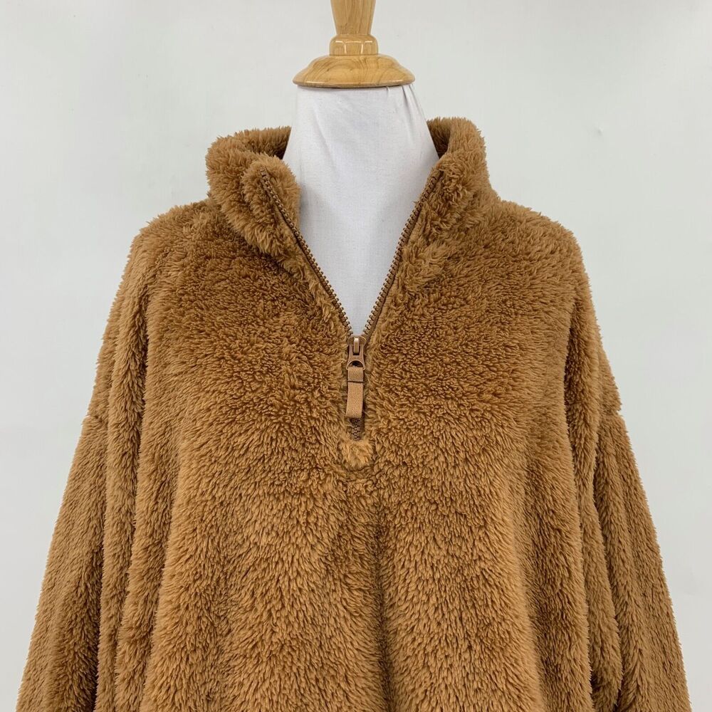 Lands End Sweater Womens L Large Forth Fuzzy Quarter Zip Long Sleeve Shaggy - Picture 3 of 14